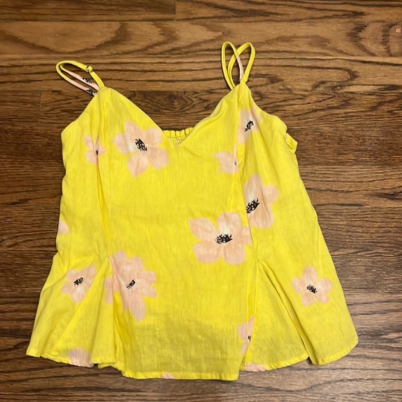 Zara Shirts & Tops Zara Yellow Floral Tank Topblouse Girls Large